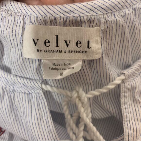 Anthropologie velvet by graham & Spencer Ola embroidered peasant top Sz M - Picture 7 of 11